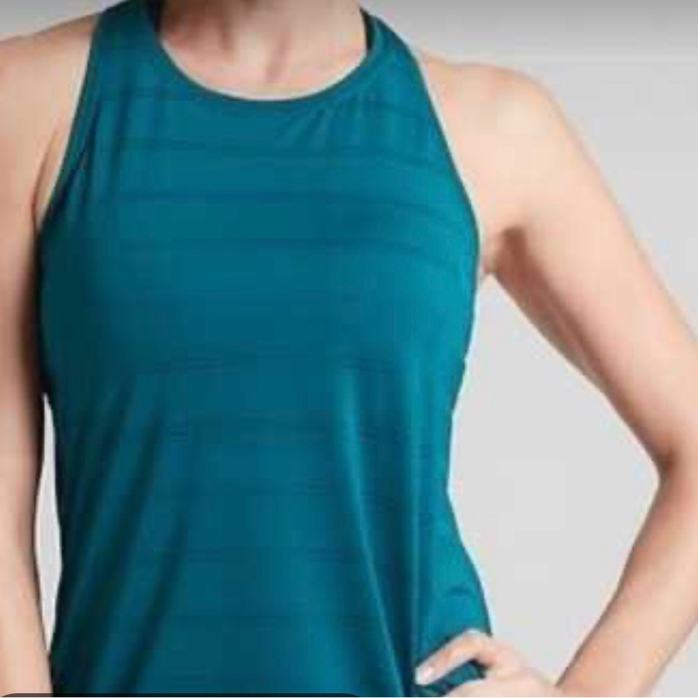 Athleta Teal Mesh Striped Racerback Tank Top Athletic Workout Women's M
